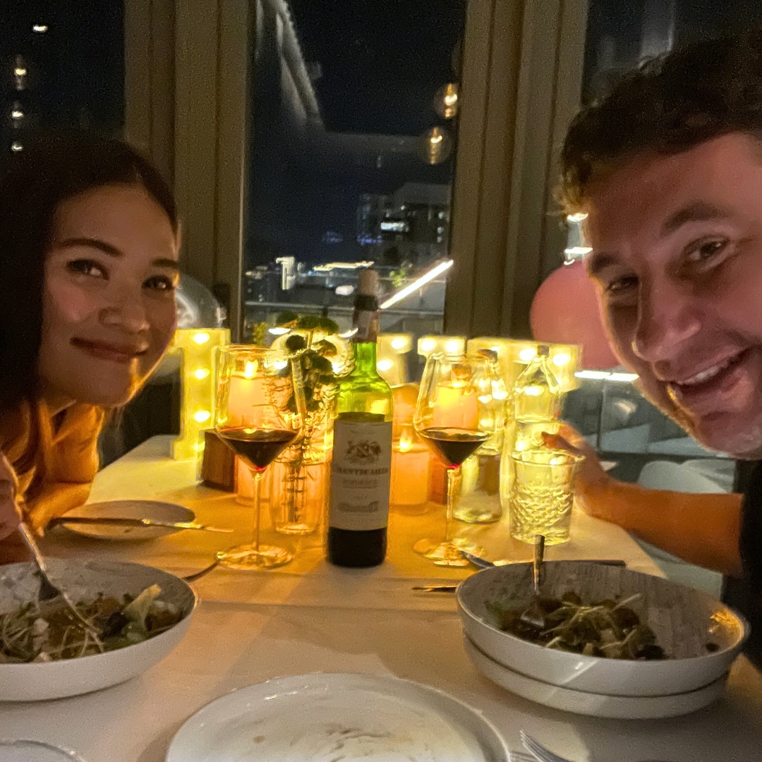 picture of Chad and Aeang having Dinner